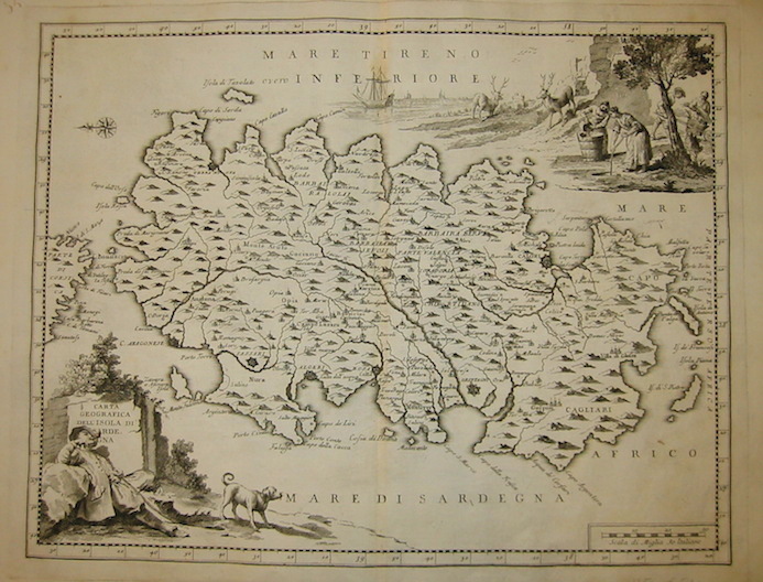 Albrizzi Giambattista (1698-1777) Carta geografica dell'Isola di Sardegna 1750 Venezia